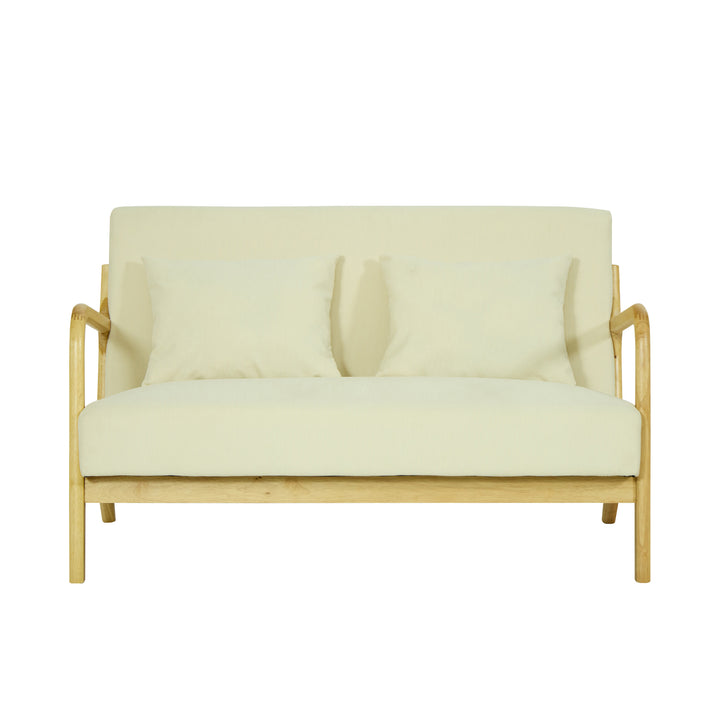 OHAMA2SEATERS 2-personers sofabænk i massivt træ og beige fløjl