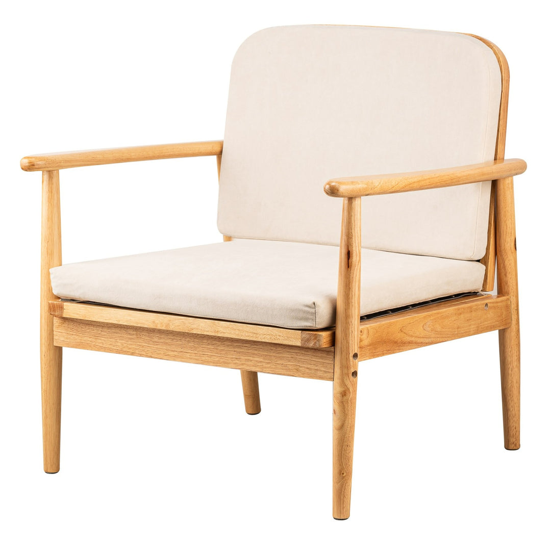 SURABAYA Massivt træ og Beige Stof Loungestol