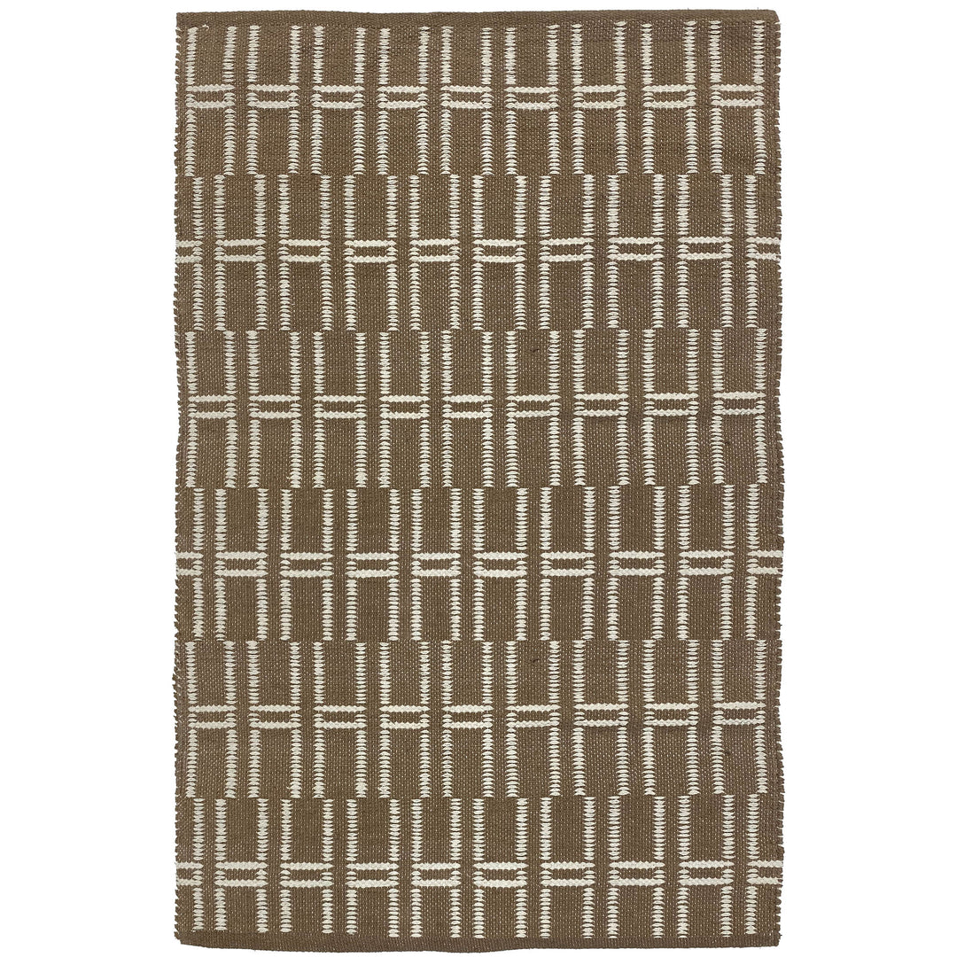 SKOVDE Rektangulært bomuldstæppe med brune og beige mønstre 90 x 60 cm