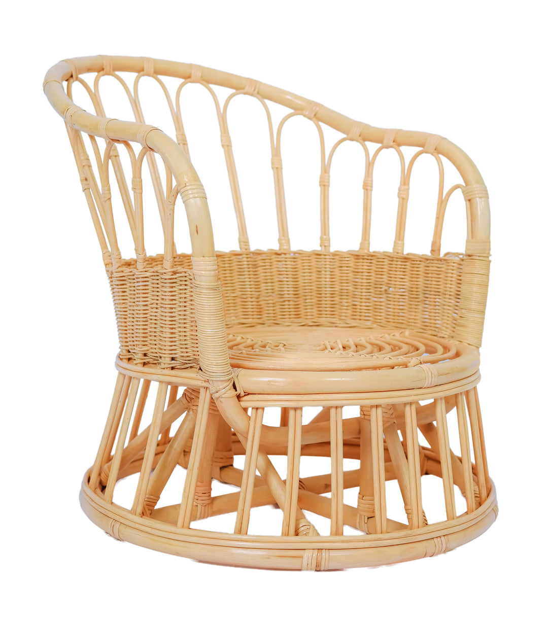 PALOPO Lænestol i naturlig rattan og beige stof