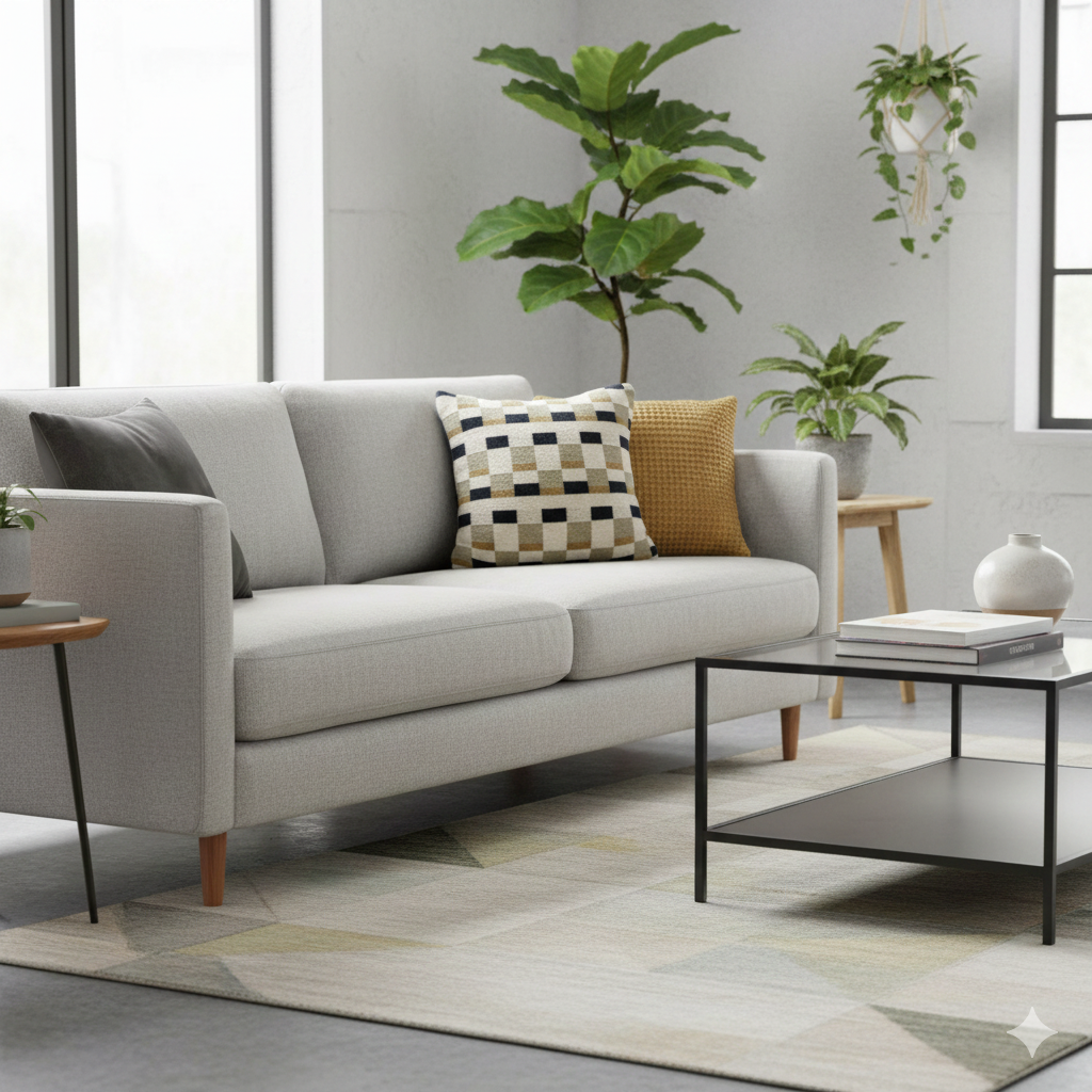 ANDOYA Beige fløjlsbomuldspude 45 x 45 cm