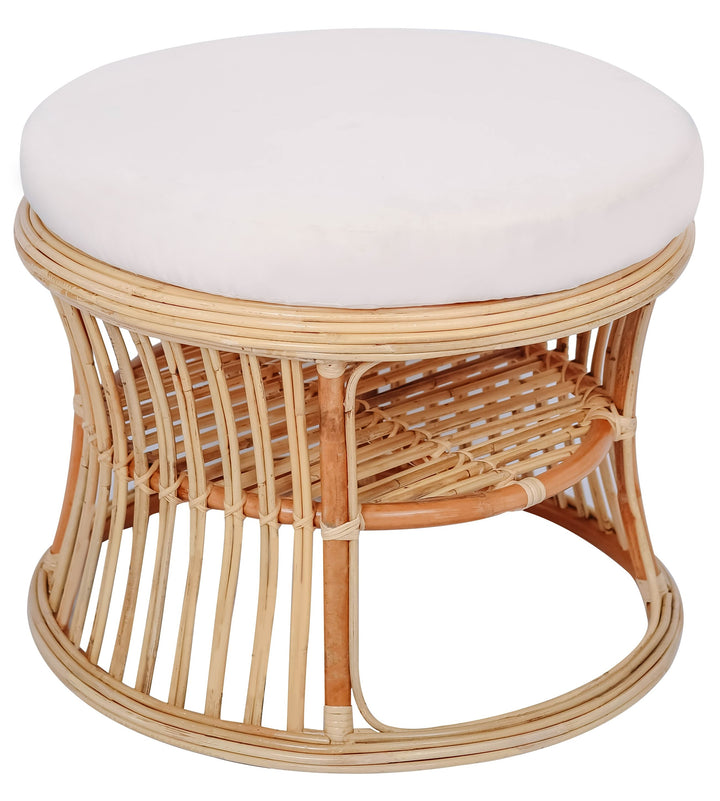 SERAM naturlig rattan og beige stofpuf