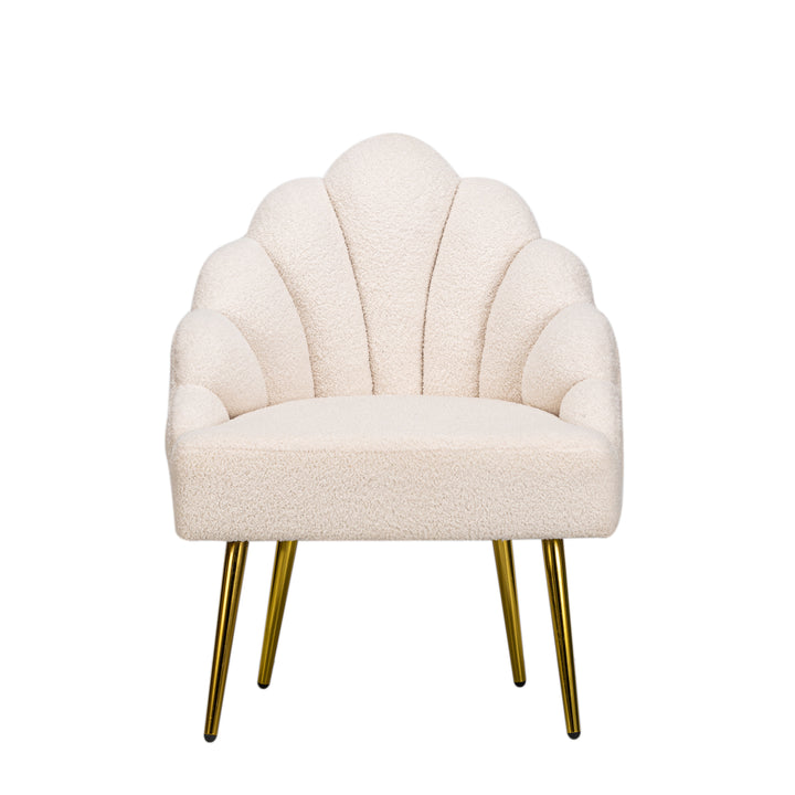 BOLGE Hvid Bouclé og Metal Lounge Chair