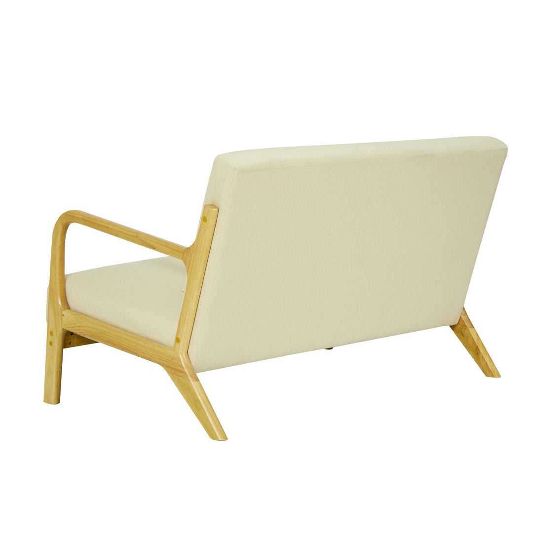OHAMA2SEATERS 2-personers sofabænk i massivt træ og beige stof
