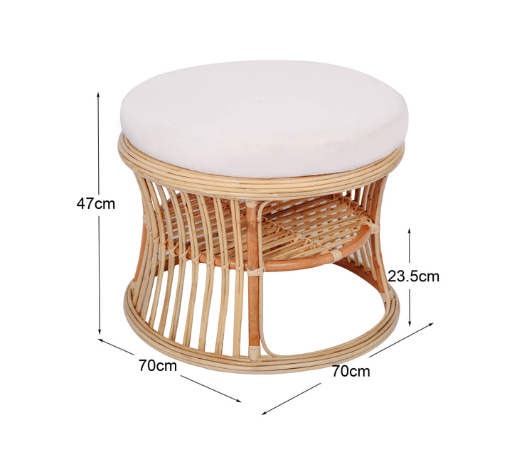 SERAM naturlig rattan og beige stofpuf