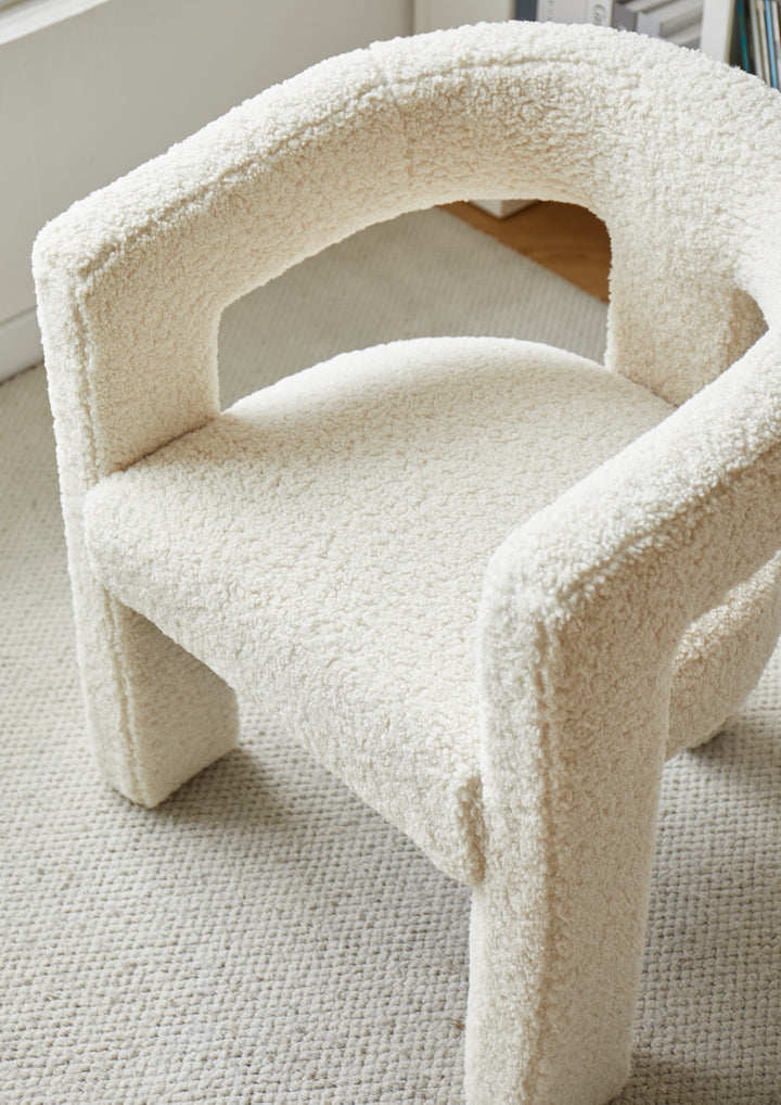 ARUSHA White Bouclé Lounge Chair