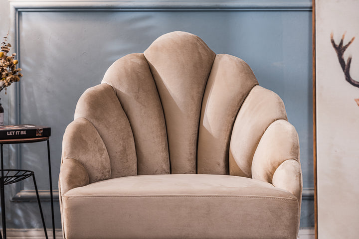 BOLGE Beige Lænestol i Velour og Metal