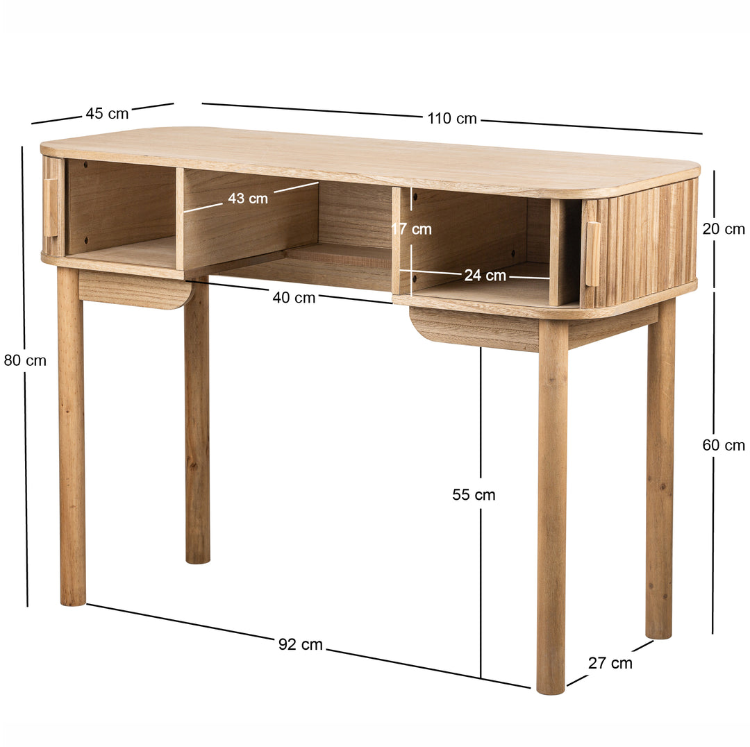 TOYAMA skrivebord i asketræ – moderne design med praktisk opbevaring