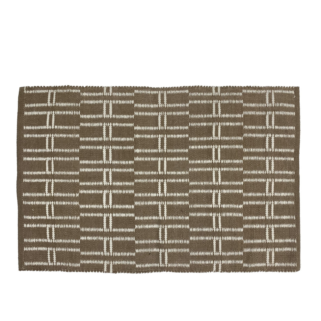 SKOVDE Rektangulært bomuldstæppe med brune og beige mønstre 90 x 60 cm
