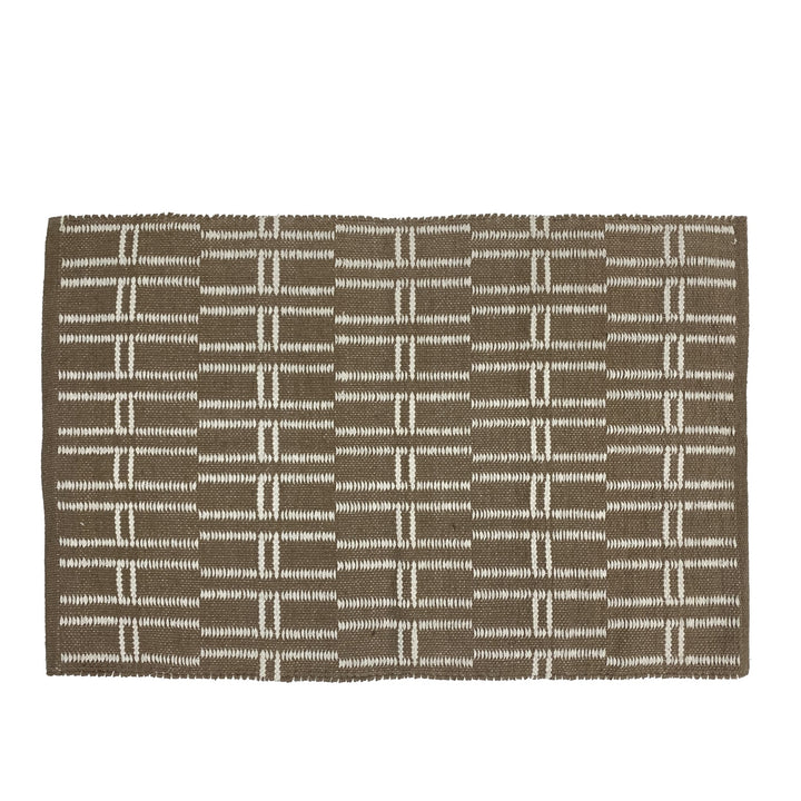 SKOVDE Rektangulært bomuldstæppe med brune og beige mønstre 90 x 60 cm
