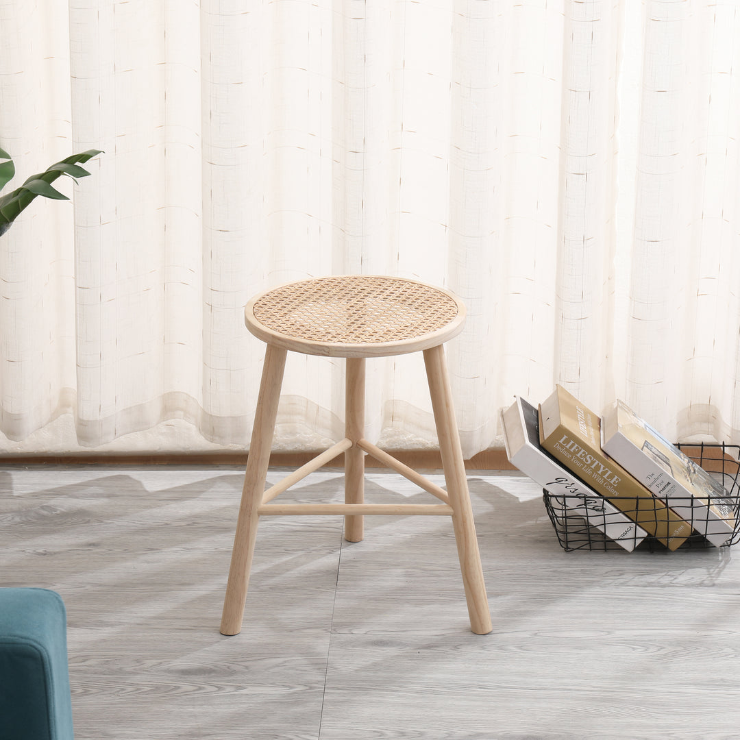 ITAMI skammel i massivt træ og rattan