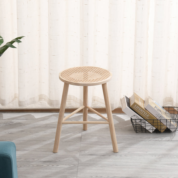 ITAMI skammel i massivt træ og rattan