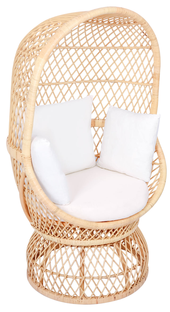 MANADO Æggestol i naturlig rattan og beige stof