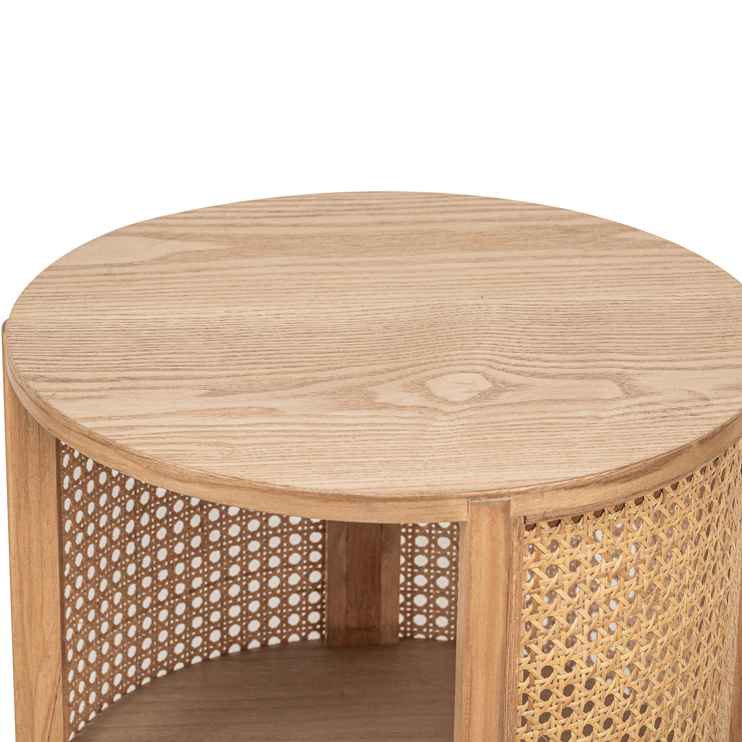 ALTA Natbord i naturtræ og rattan med 2 opbevaringspladser