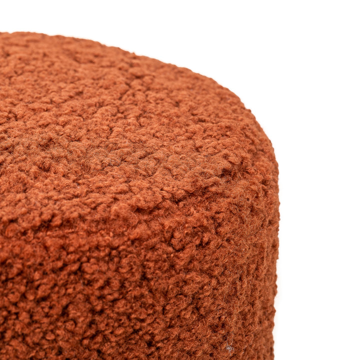 SOKA Terracotta Bouclé puf med træbund