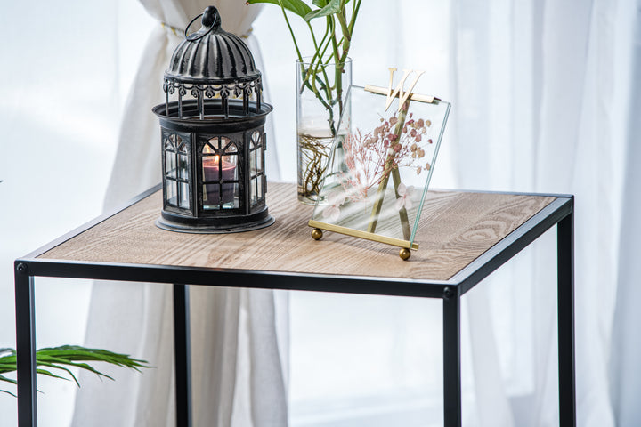 HAGEN industrielt sidebord i sort metal og træ