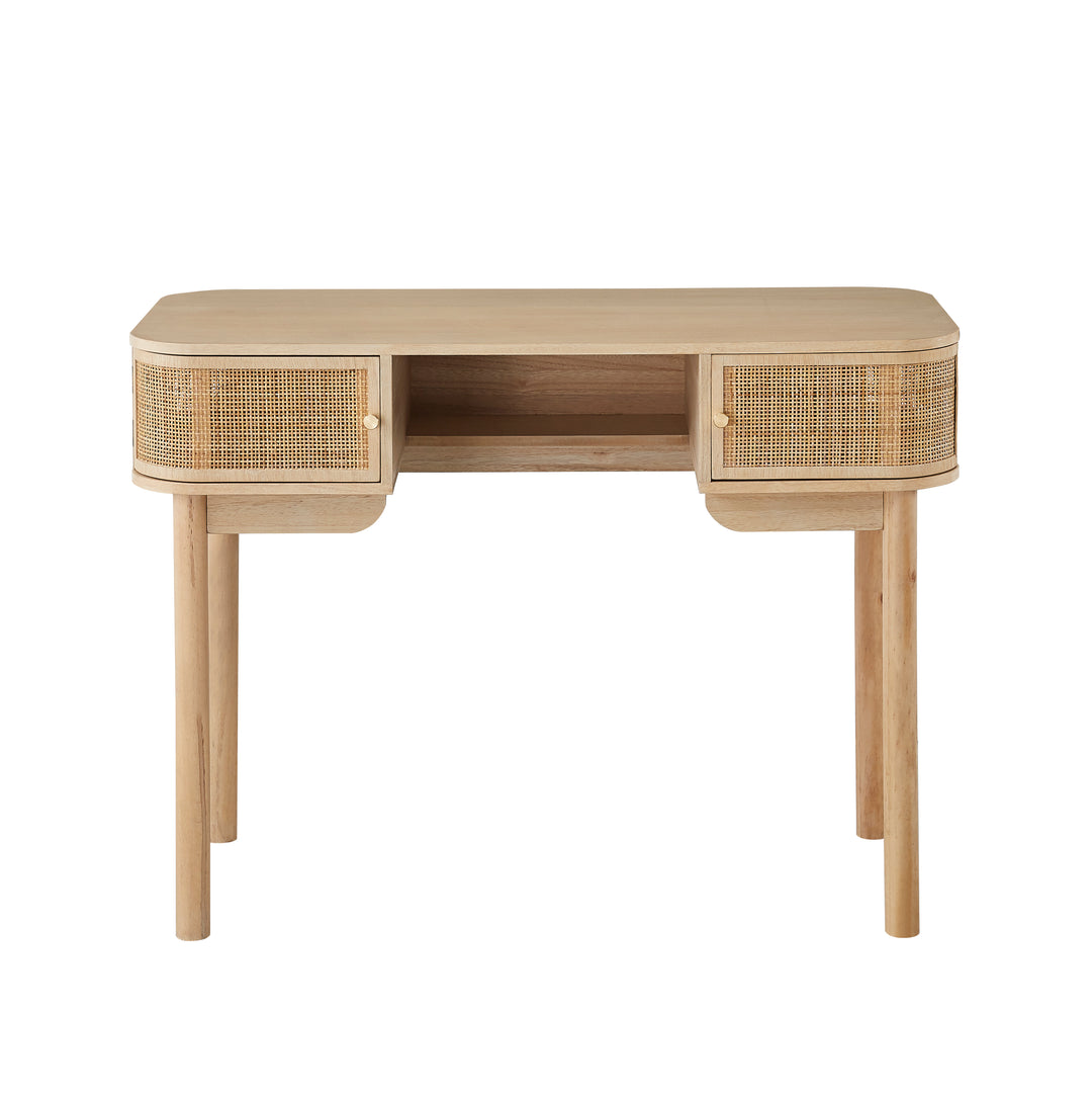 TOYAMA skrivebord med skuffer – naturlig rattan og moderne design