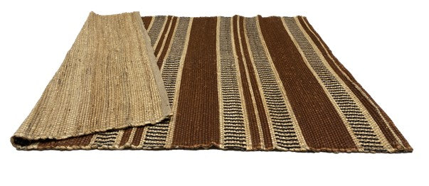 KUOPIO Rektangulært bomuldstæppe med brune og beige mønstre 180 x 120 cm