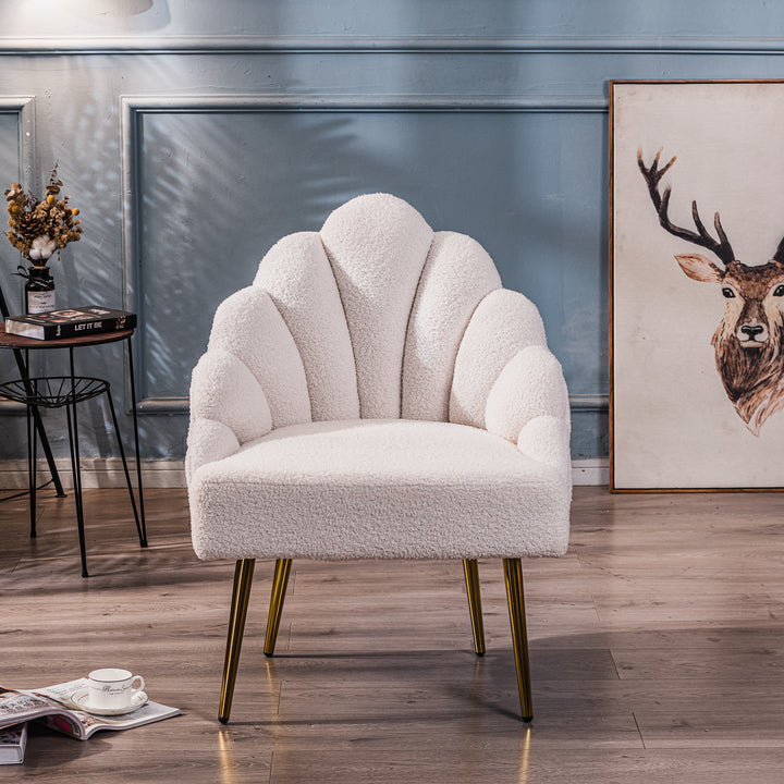 BOLGE Hvid Bouclé og Metal Lounge Chair