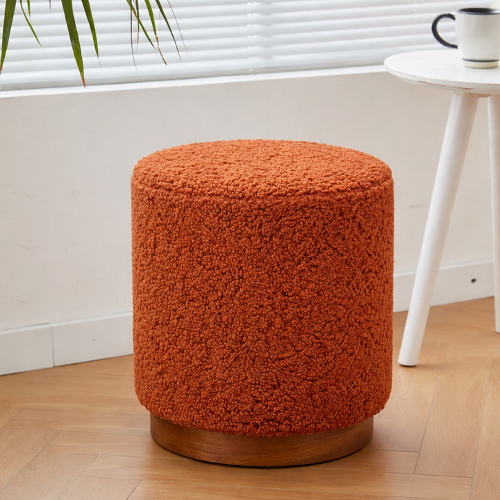SOKA Terracotta Bouclé puf med træbund
