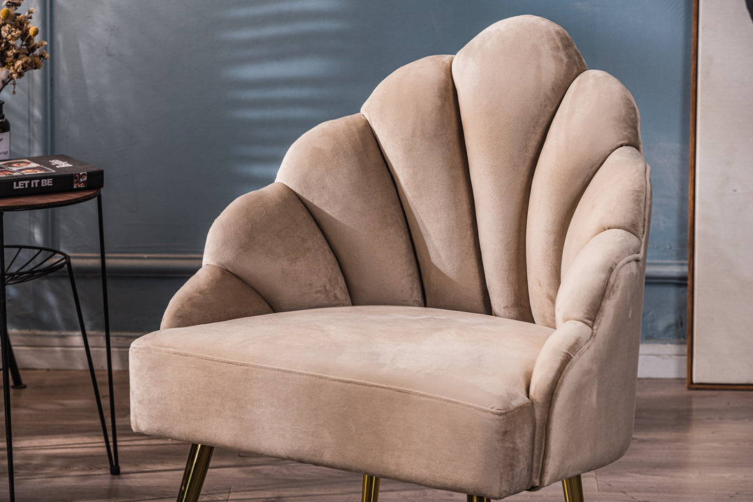 BOLGE Beige Lænestol i Velour og Metal