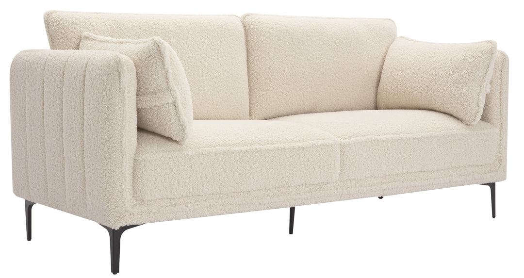 NUUK 3-personers metal- og hvid Bouclé-sofa