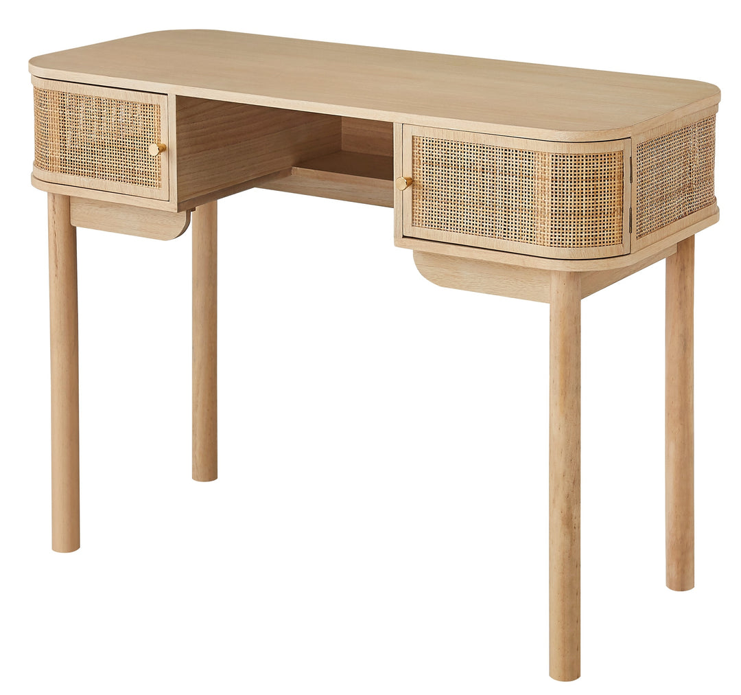 TOYAMA skrivebord med skuffer – naturlig rattan og moderne design