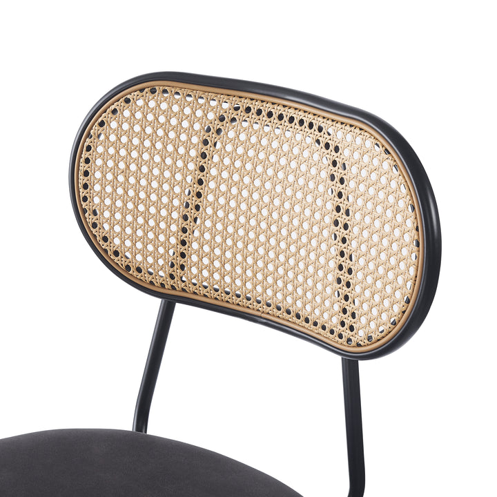 TABOREBRO et af 2 industrielle barstole med rattan