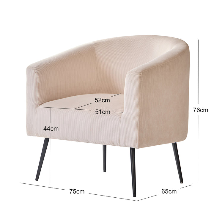 KIRUNA metal- og fløjlsbøjle beige loungestol
