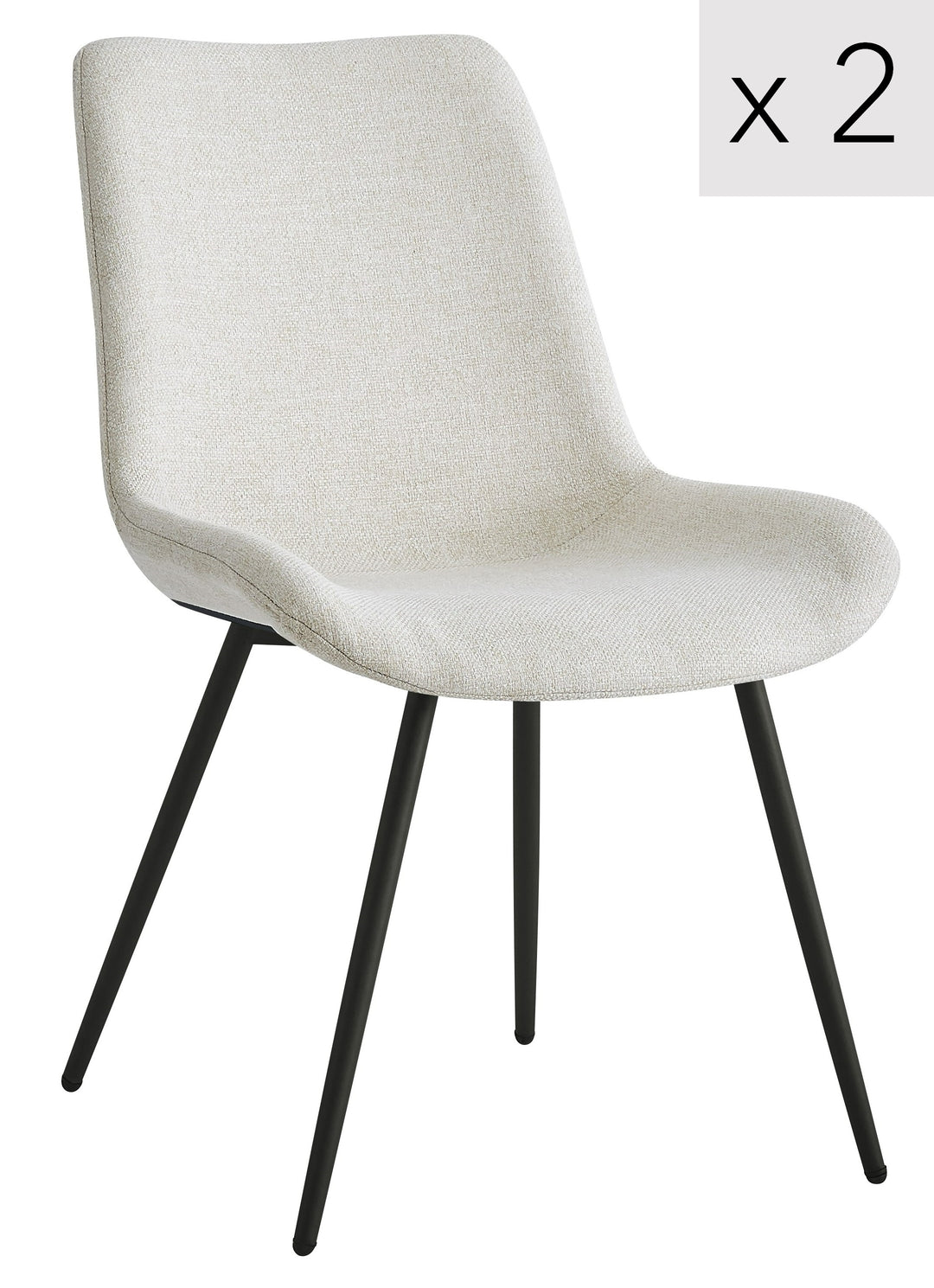 KOGE Sæt med 2 spisebordsstole i metal og beige stof