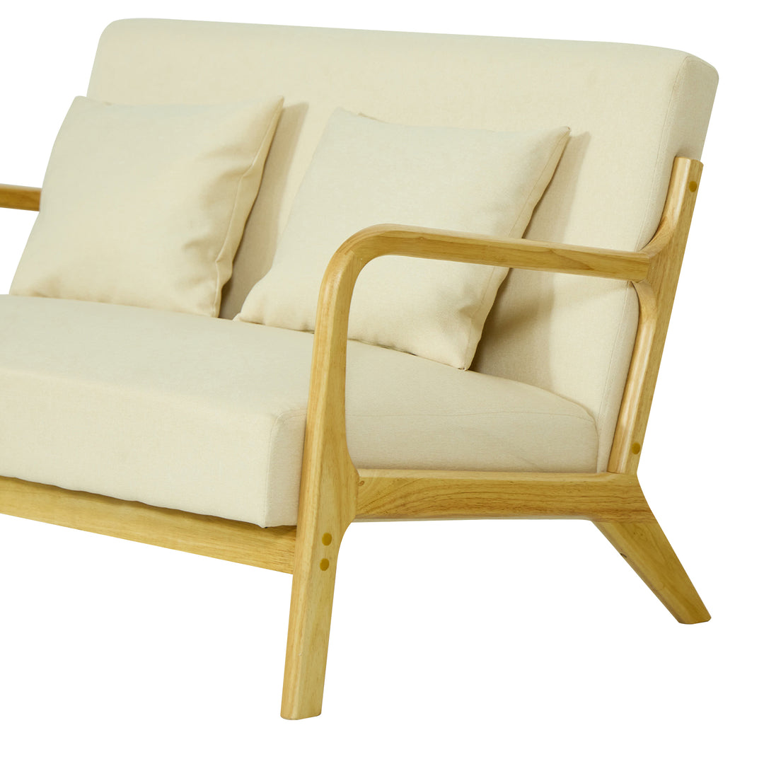 OHAMA2SEATERS 2-personers sofabænk i massivt træ og beige stof