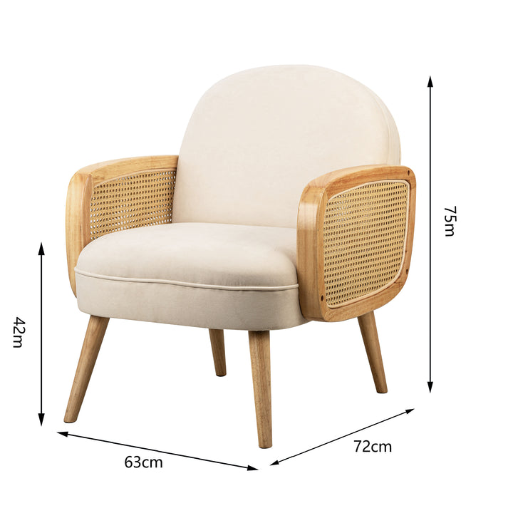 CALVI Loungestol i træ og beige rør