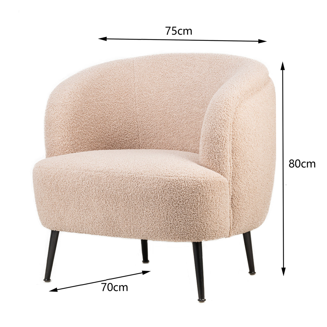 SVEN Metal og Beige Bouclé Lounge Chair