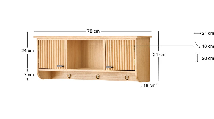 KONDO Vægmonteret trægarderobe med 2 døre
