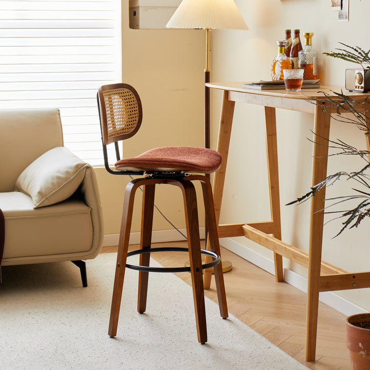 ALESUND Sæt med 2 barstole i asketræ og rattan terracotta