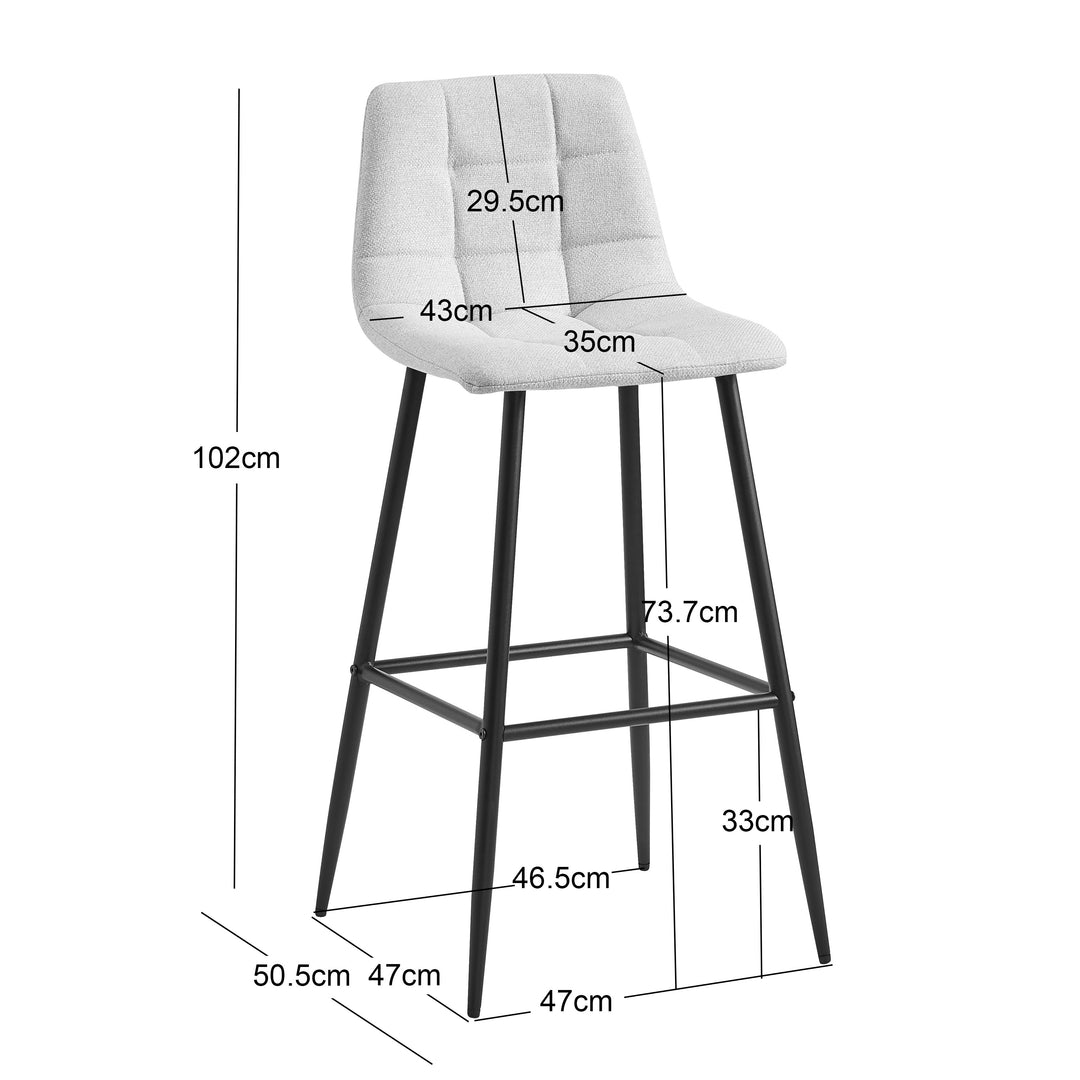 TABBJORN Sæt med 2 barstole i metal og beige stof