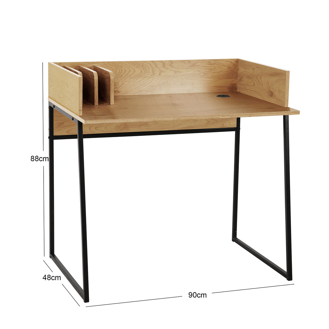 BENTON industrielt cremefarvet skrivebord med 2 skuffer