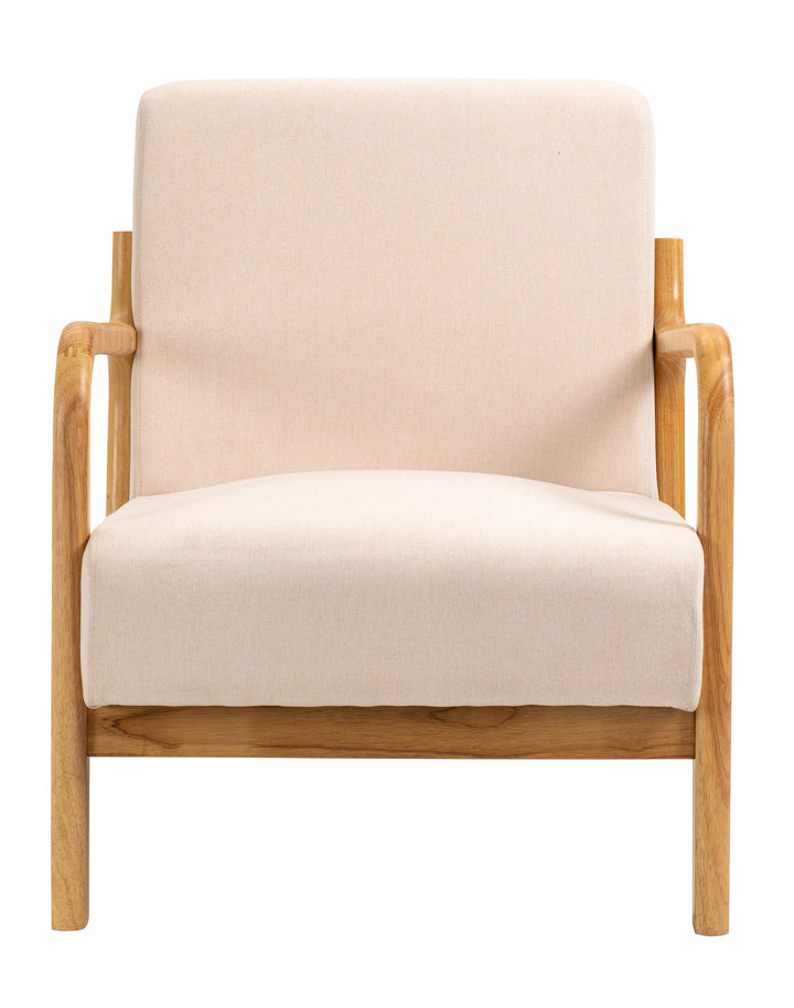 OHAMA loungestol i massivt træ og beige stof