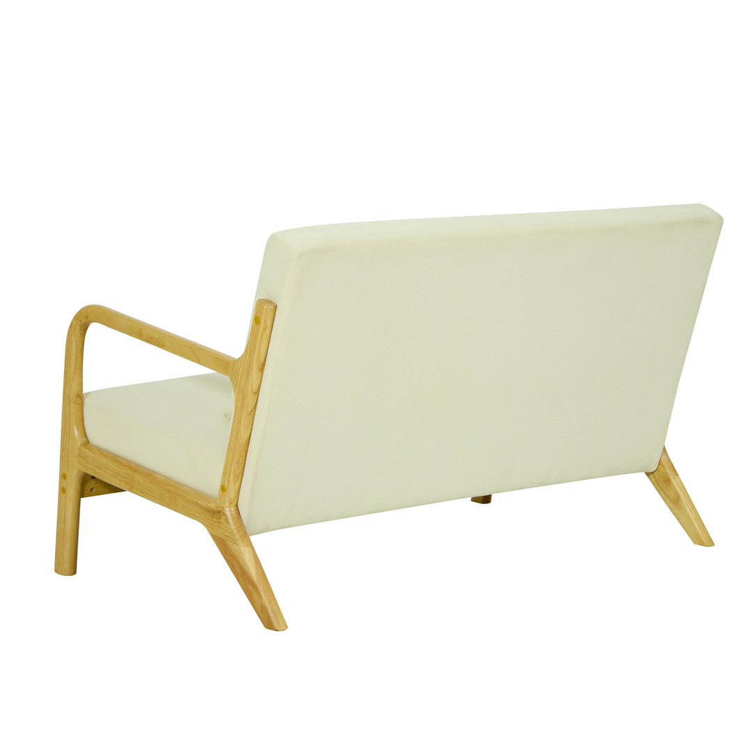 OHAMA2SEATERS 2-personers sofabænk i massivt træ og beige fløjl