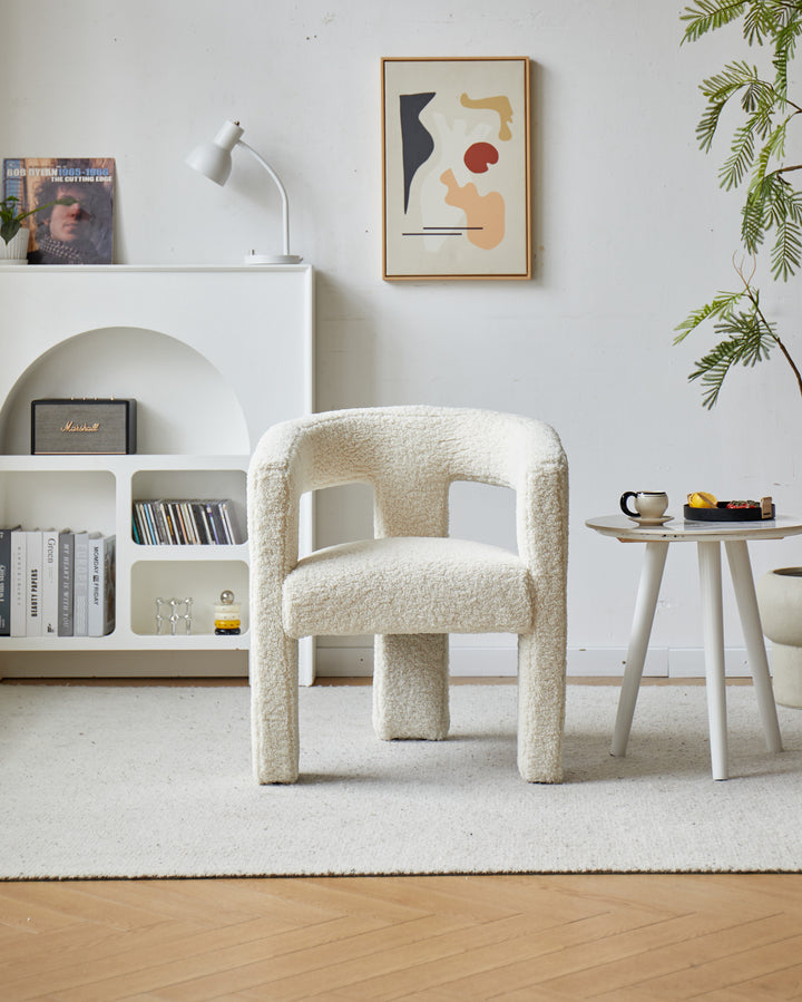 ARUSHA White Bouclé Lounge Chair