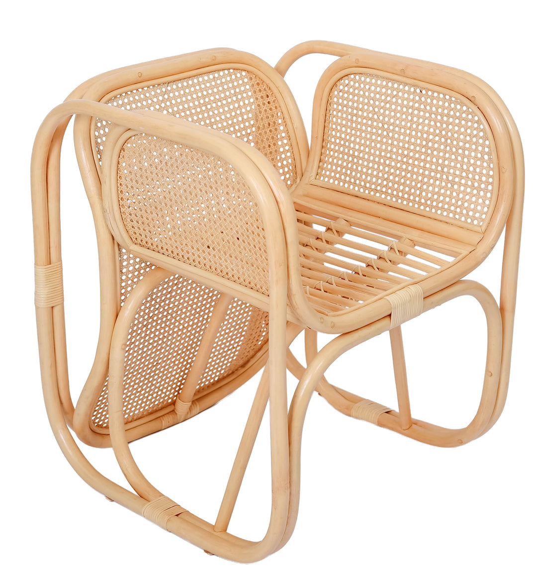MOROTAI Lænestol i naturlig rattan og beige stof