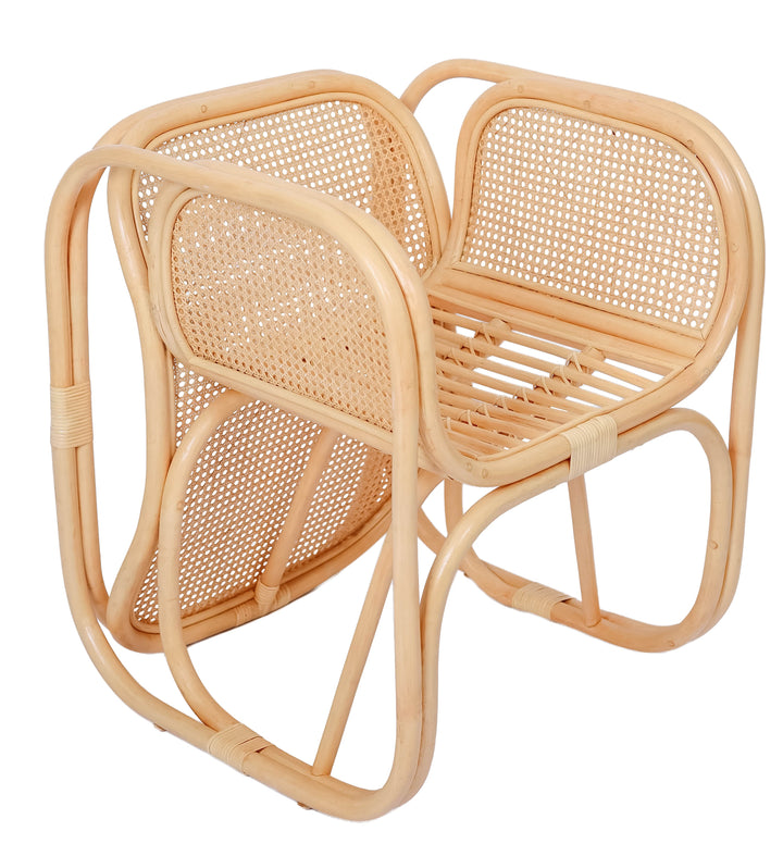 MOROTAI Lænestol i naturlig rattan og beige stof