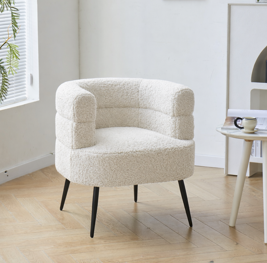 KORGEN Metal og hvid Bouclé Lounge Chair