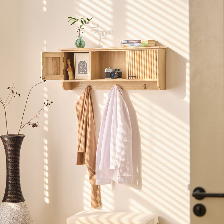 KONDO Vægmonteret trægarderobe med 2 døre