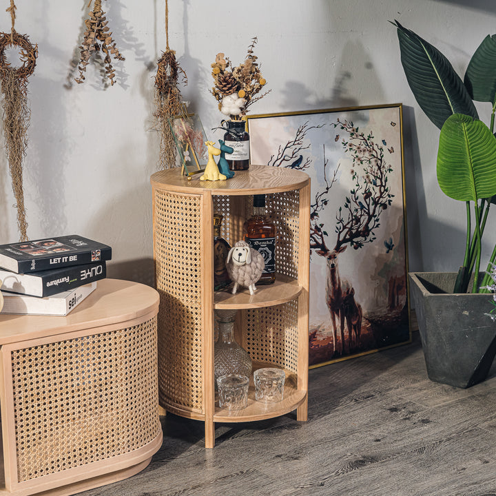 ALTA Natbord i naturtræ og rattan med 2 opbevaringspladser