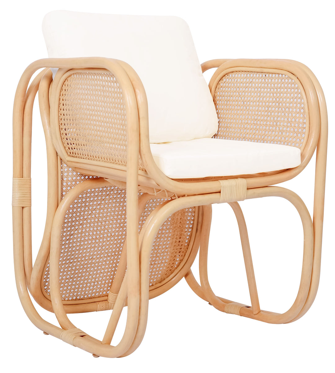 MOROTAI Lænestol i naturlig rattan og beige stof