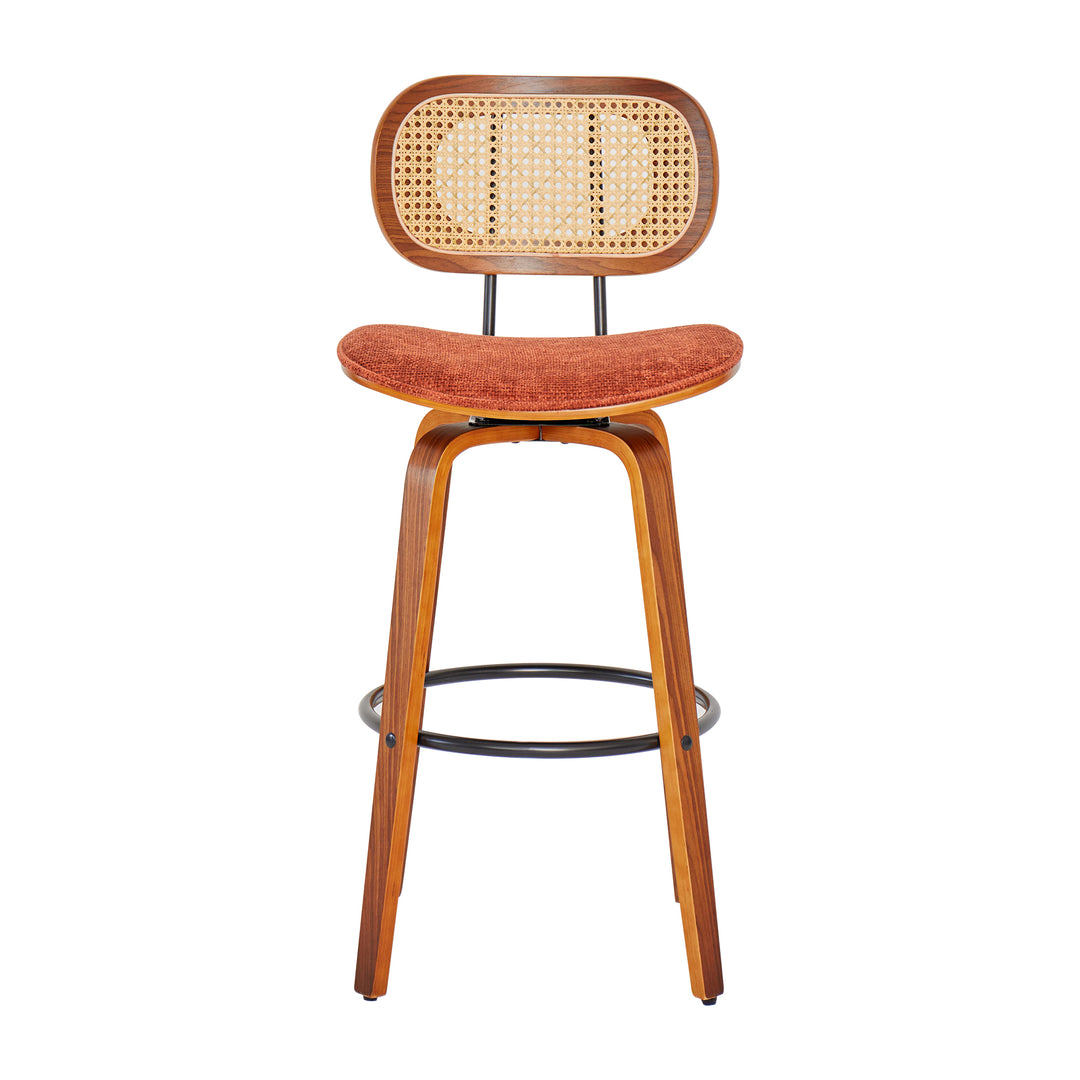 ALESUND Sæt med 2 barstole i asketræ og rattan terracotta