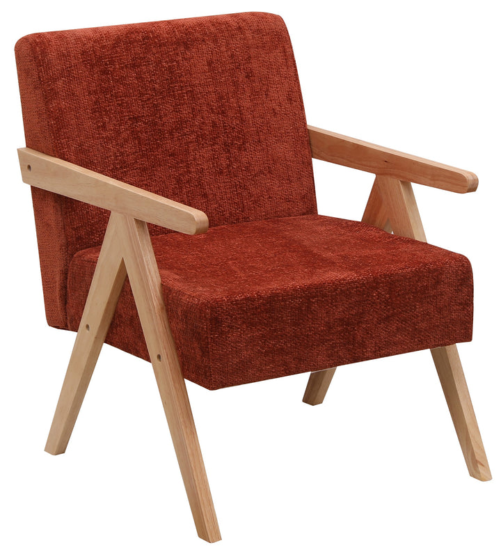 SANTAREM Solid Wood Terracotta Bouclé Lounge Chair