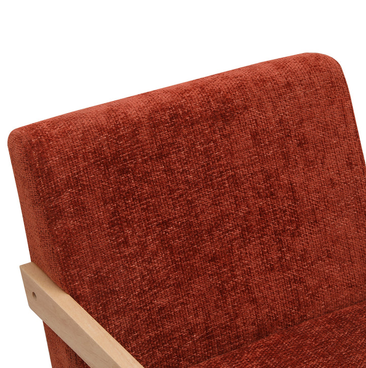 SANTAREM Solid Wood Terracotta Bouclé Lounge Chair