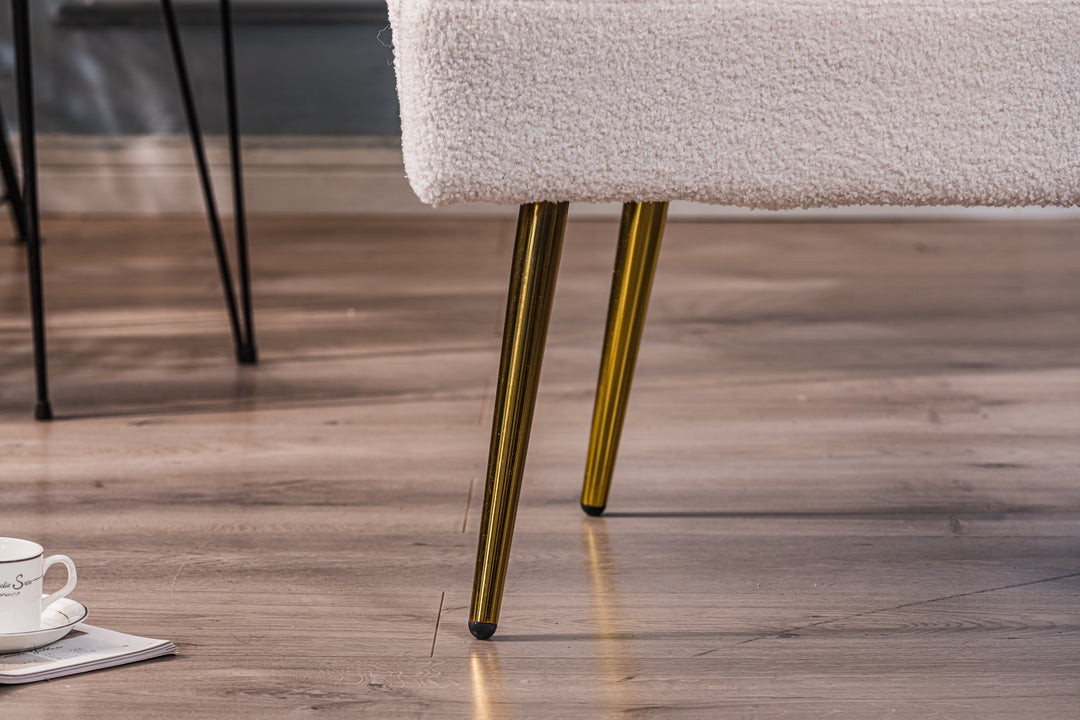 BOLGE Hvid Bouclé og Metal Lounge Chair